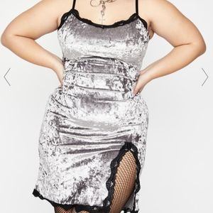 Slate gray velvet slip dress